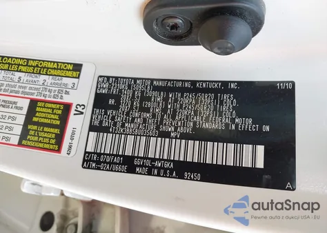 2011 Toyota Venza Base V6 из США, поврежденный, VIN 4T3ZK3BB5BU035603